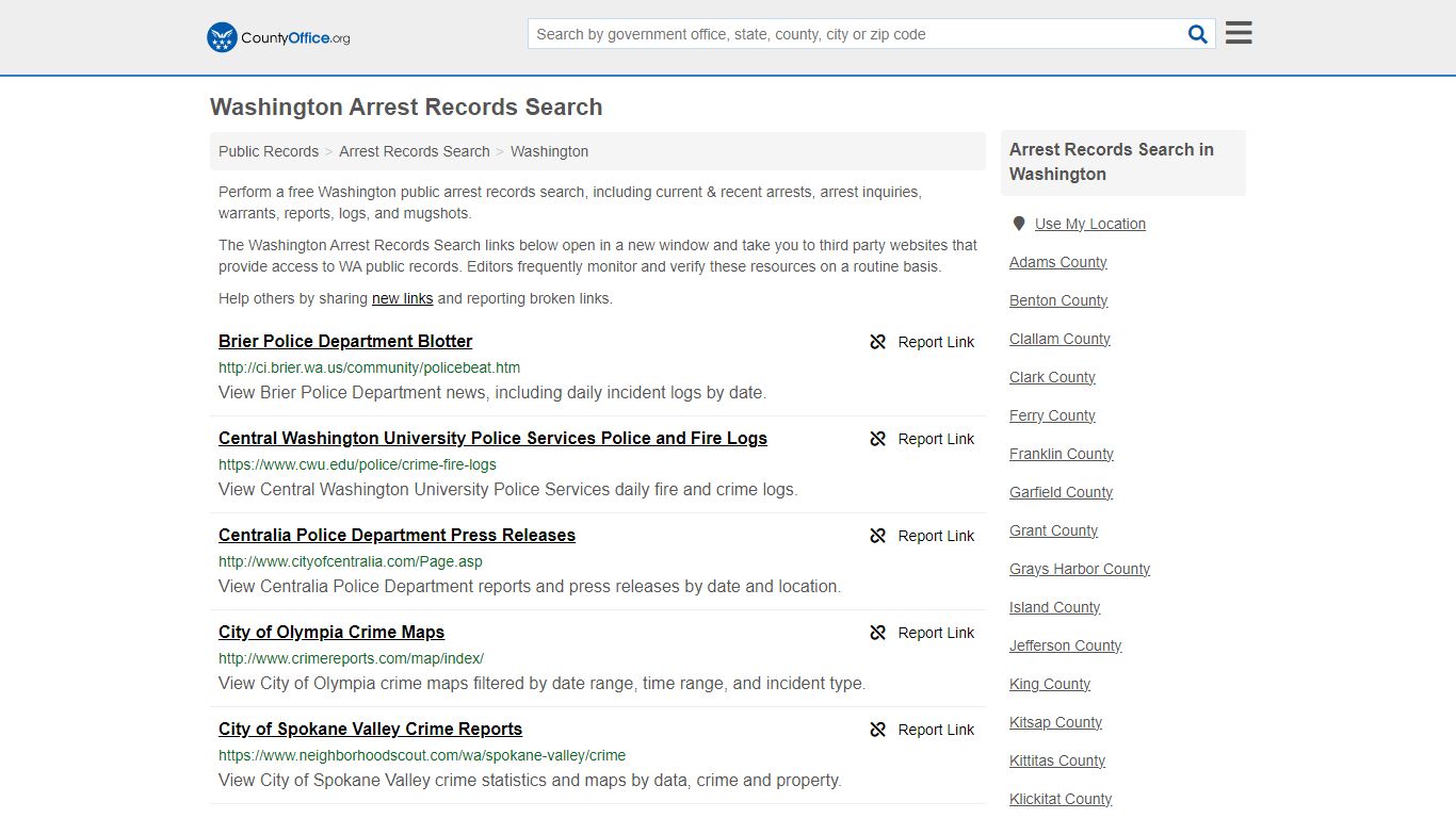 Arrest Records Search - Washington (Arrests & Mugshots) - County Office